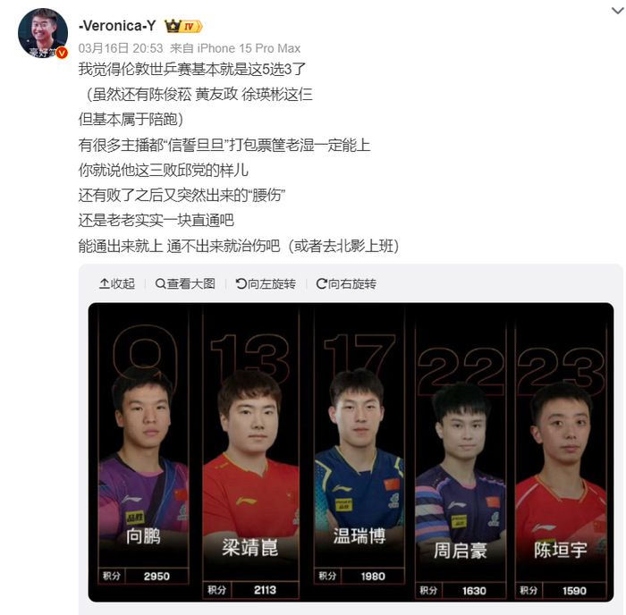 梁靖崑腰伤困扰澳门世界杯 温瑞博晋级冲击世乒