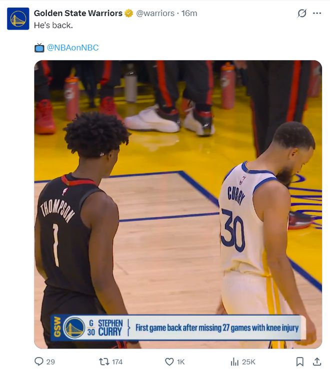 库里复出首战三分绝杀未果 勇士四连败陷困境